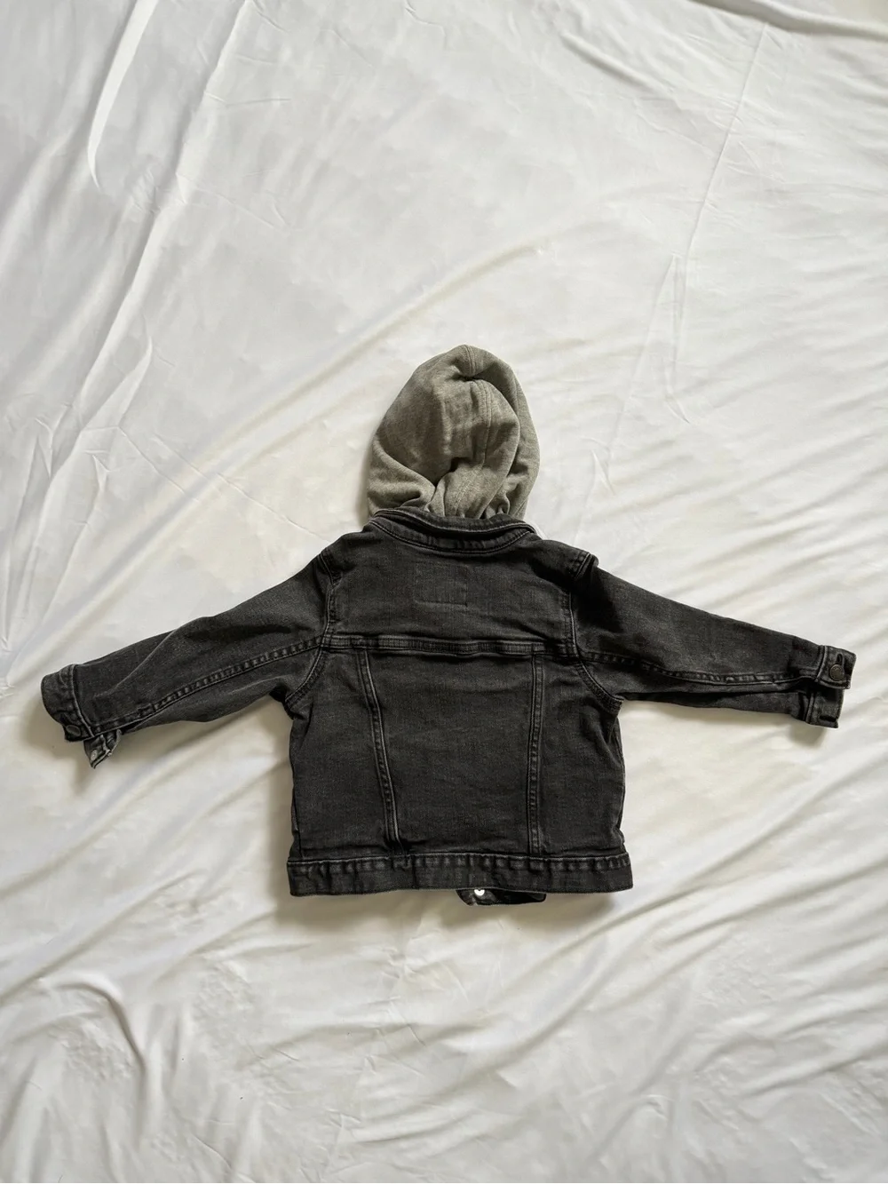 Old Navy Toddler Boys 3T Black Denim Hooded Trucker Jacket Stretch